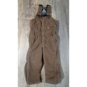 Berne 3T Toddler Heavyweight Lined Double Knee Pocket Leg Zippers Brown Overalls